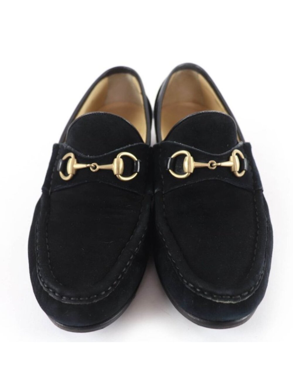 Gucci Vintage Horsebit Suede Leather Loafers Black Gold 6 - Picture 3 of 12